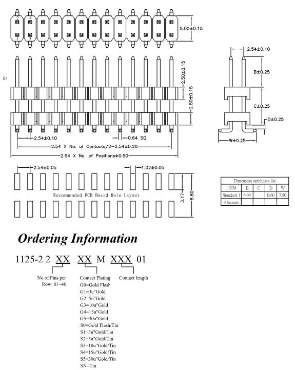 PCB Board Pin Header 2.54mm Male and Female Pin Header Connector