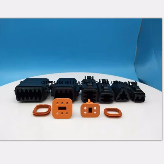 Deutsch Dt 2-12p Conector à prova d'água de arnês de fio automático masculino e feminino com pinos/terminais Soquete de plugue selado automotivo com cor preta